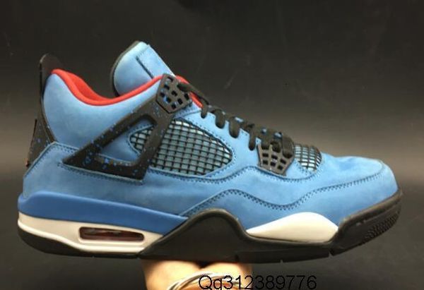 

travis scotts 4 cactus jack university blue black suede basketball shoes men 4s suede cactus jack sneakers