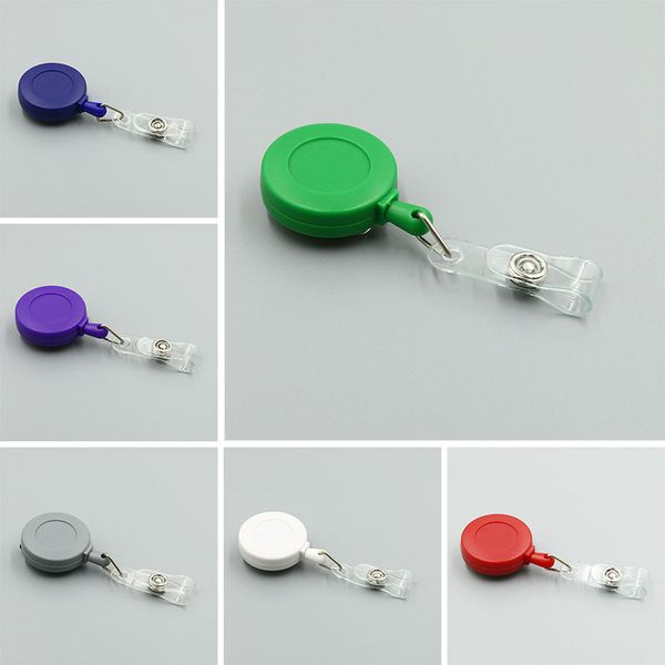 

dropshipping id holder name tag card key badge reels round solid plastic clip-on retractable pull reel wholesale office supplies r2003