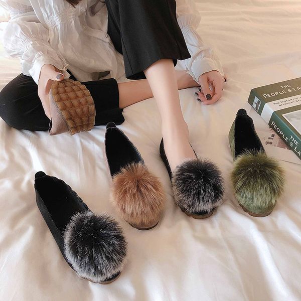 

velvet shoes flip fur flat sandals summer heels all-match 2020 women's shallow mouth suit female beige soft suede flip-flops, Black