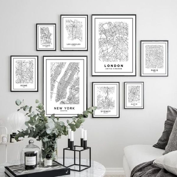 

pairs london new york city map canvas painting poster , sydney rome austin modern world city map canvas prints home decoration