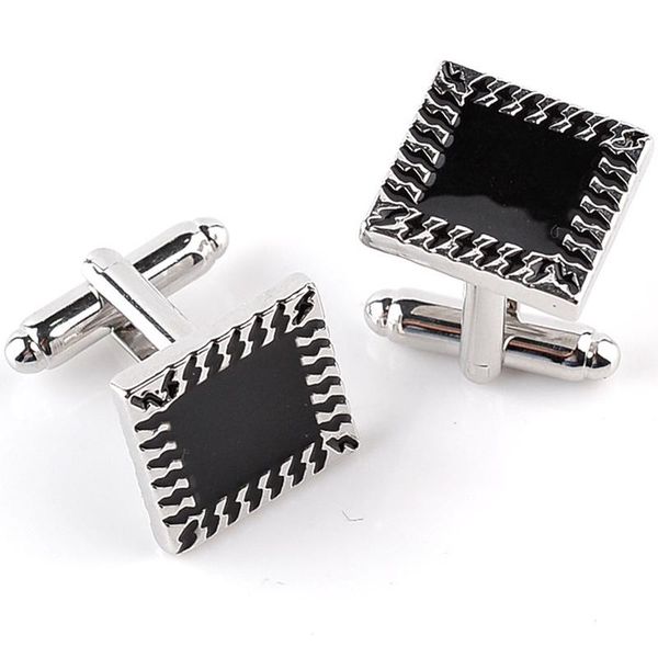 

fashion jewelry black square enamel shirt cufflinks for mens brand cuff buttons french cuff links 6
