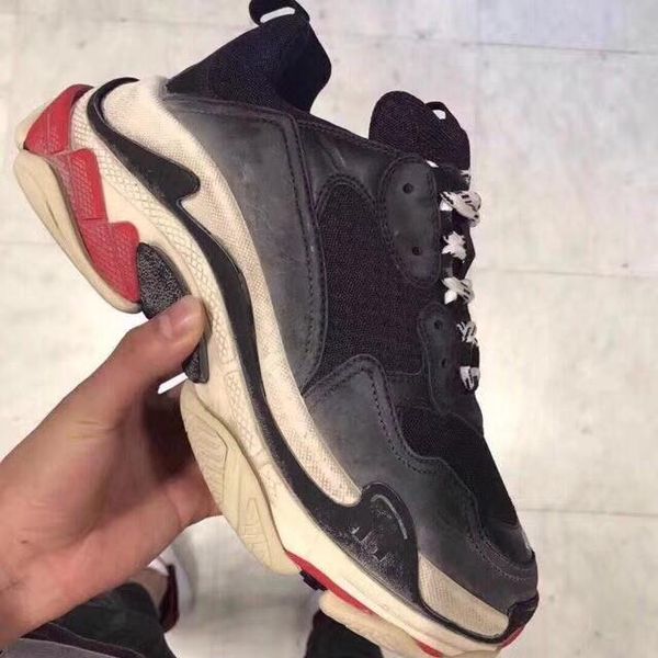 

paris 17fw triple-s leisure shoes luxury dad shoes bl triple s 17fw sneakers for men women vintage kanye west old grandpa trainer outdoor, Black