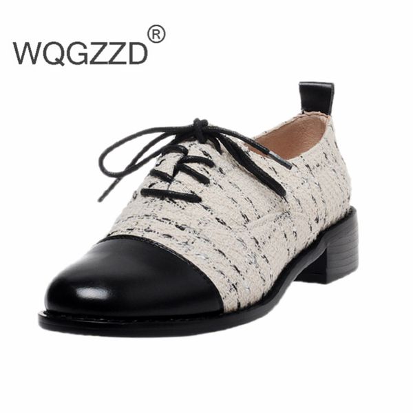 

2020 stylish genuine leather women oxfords shoes casual oxfords women shoes, Black