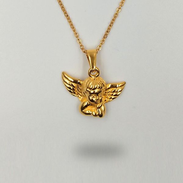 

gold casting decoration shiny gold plating metal custom design angel baby wing pendant necklace, Silver