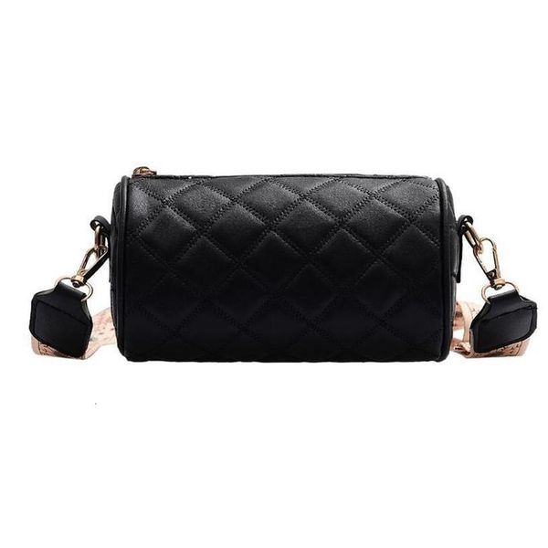

pu women cylinder messenger bag fashion leather soft round shoulder bag female ethnic wide shoulder strap crossbody bags