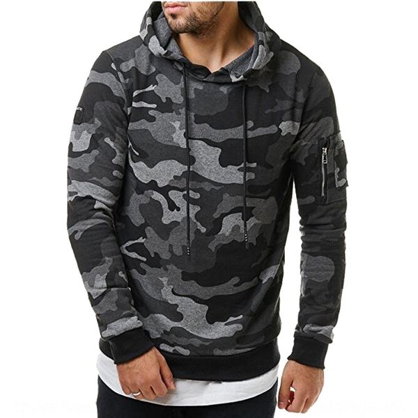 

batch 2020 new classic camouflage casual men's hooded pullover coat pullover sweater coat w05, Black