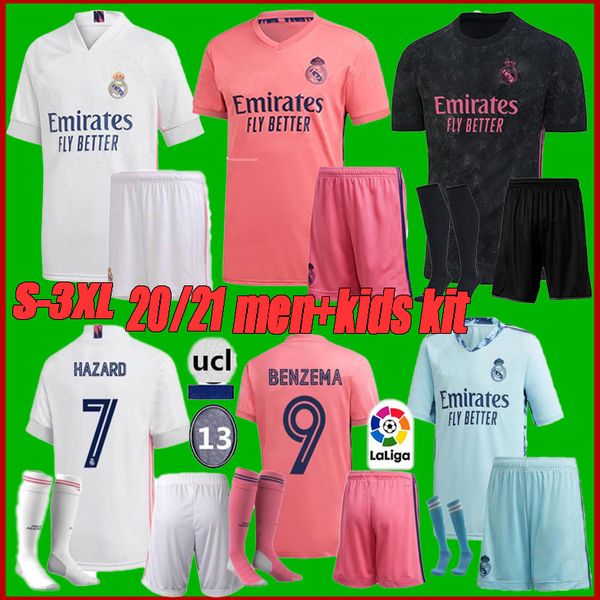 

Adult kit SIZE S-3XL 20 21 Real Madrid jersey HAZARD SERGIO RAMOS BENZEMA soccer kids 20 21 VINICIUS JR football shirt uniforms