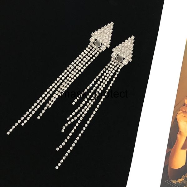 

ancient luxury style diamond tassel double g s925 silver needle earrings fashion trend ins internet celebrity favorite, Golden