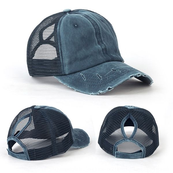 

rcvuu women's duck tongue sunshade baseball sun sunshade washing hat light board cotton hat broken edge ponytail baseball cap hole-pier, Blue;gray