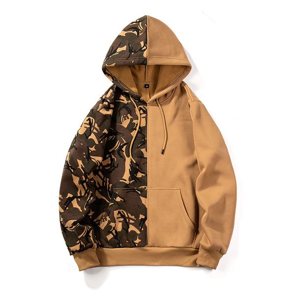 

mens hoodies 2020 new arrival fashion casual long sleeves o-neck sweatshirts camouflage double fight color hoodies, Black