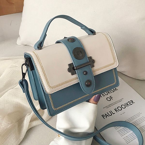 

elegant female casual tote bag 2020 fashion new pu leather womens designer handbag rivet shoulder messenger bag