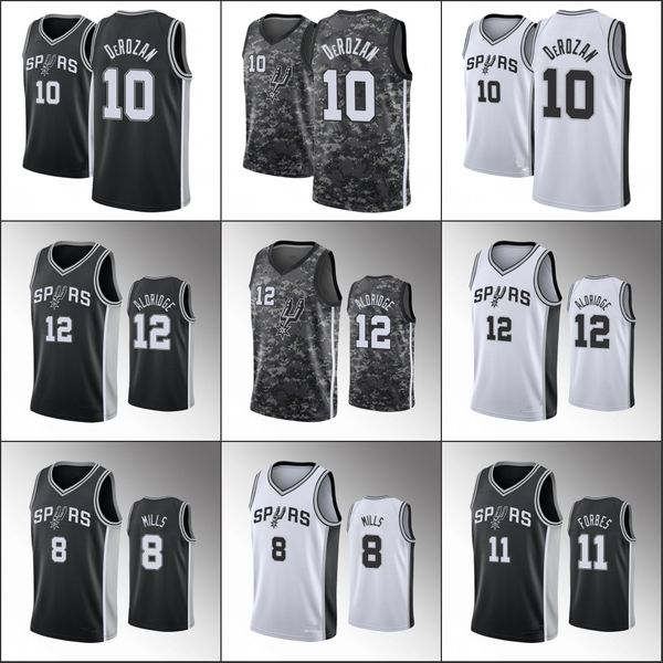 

men san antonio spurs basketball jersey demar derozan lamarcus aldridge patty mills bryn forbes nba 2019-20 jerseys, Black
