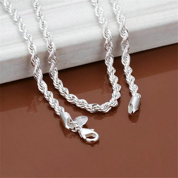 

new arrival flash twisted rope necklace men sterling silver plate necklace stsn067,fashion 925 silver chains necklace factory direct sale