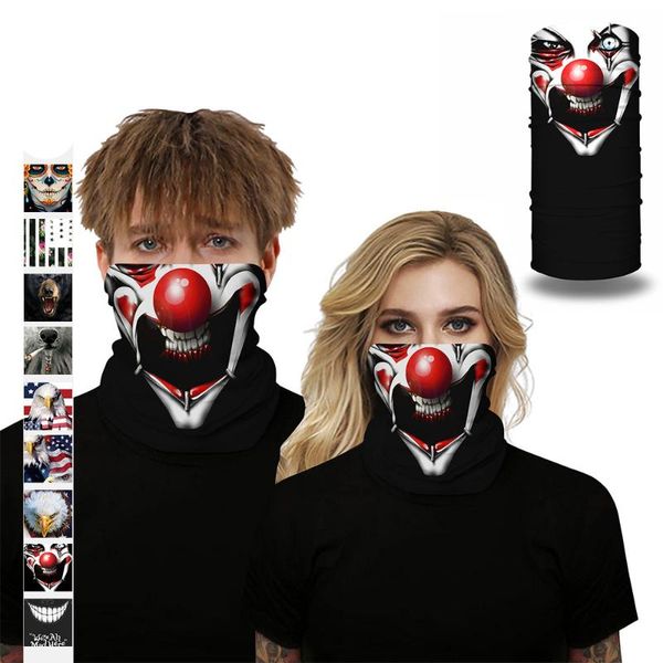 

flower clown print bandana fashion outdoor hiking scarves cosplay 3d anime mouth protection streetwear neck gaiters 2020 scarf, Black
