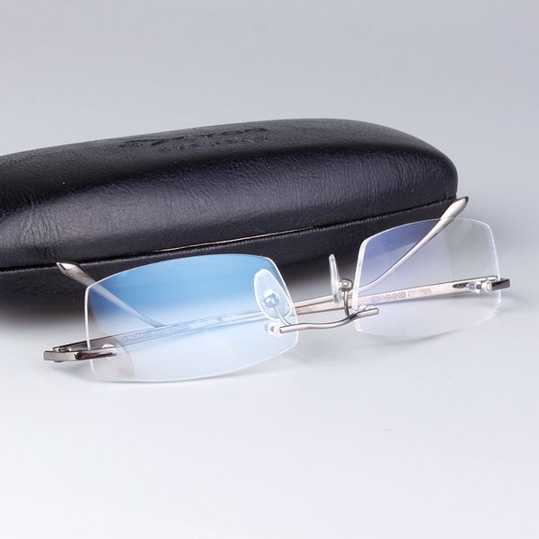 

2020 business luxury pure titanium men's rimless flexible eyeglass frame spectacles, Black