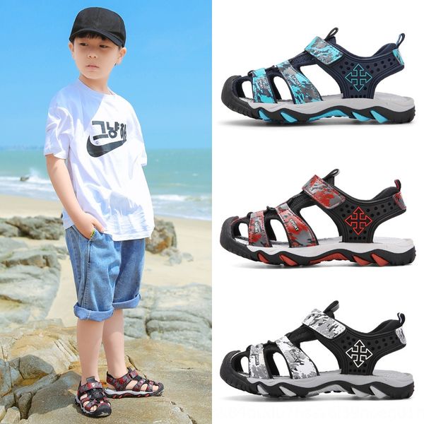 

children's new and sandals 2020 boys' fashion casual shoes medium and large children girls' soft bottom baotou sandals, Black;red