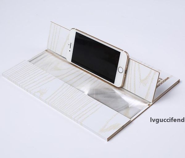 

new design 12inch hd screen magnifier 3d cell phone movies amplifier wood grain with foldable holder stand