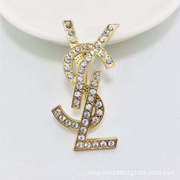 

2020 wish letter brooch fashion big brand inlaid brooch luxury rhinestone brooch ing, Gray