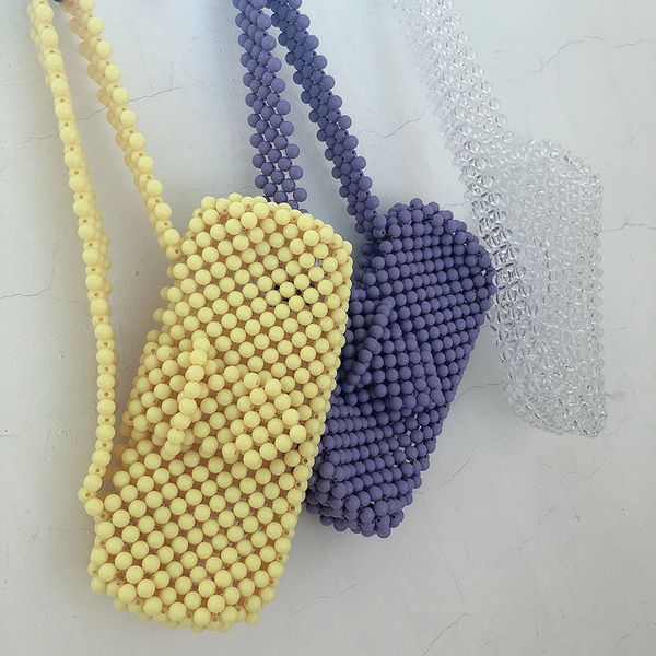 

handmade beaded underarm shoulder bag colorful acrylic bead handbag