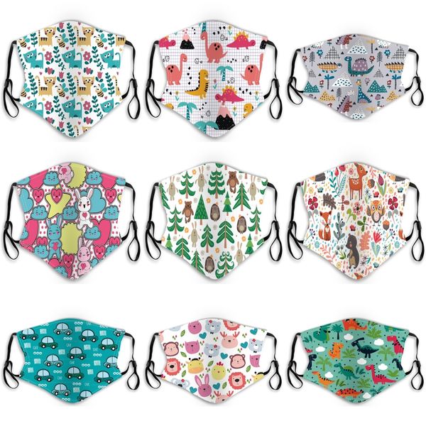 

colorful kids face masks cartoon printed three-dimensional 4-12 years dustproof mask facial er anti-dust breathable mask#520
