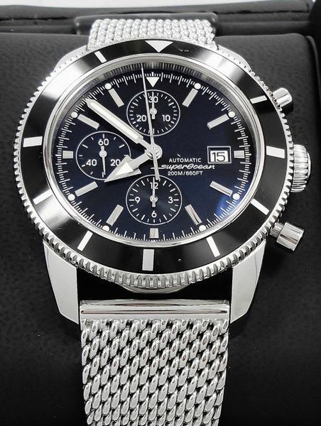 

top quality brand new superocean heritage 46mm chrono quartz a1332024 мужские часы из нержавеющей стали, браслет черный мужские наручные час, Slivery;brown