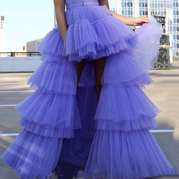 

skirts tiered skirt party wear faldas tulle maxi adults womens floor length jupe hi low front short back long, Black
