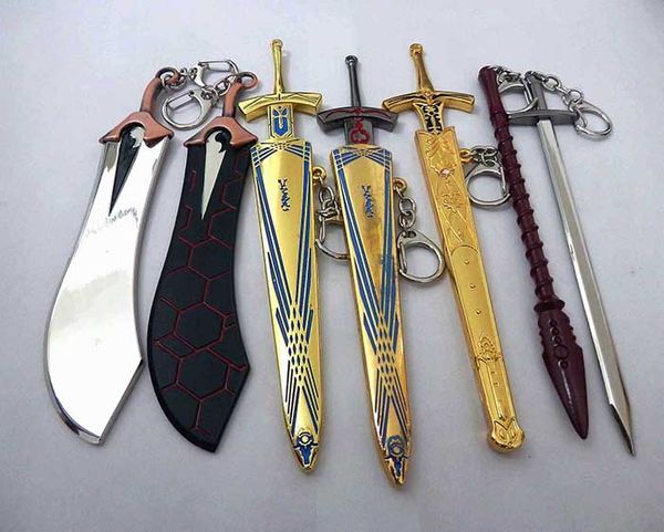

wholesale/retail new fate stay night excalibur stainless steel metal keychains fashion pendant key chain accessories, Silver