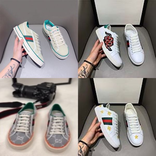 

ace bee designer gg men woman shoes luxury triple casual shoes vintage star stripe snake bee sneakers platform trainers#415, Black