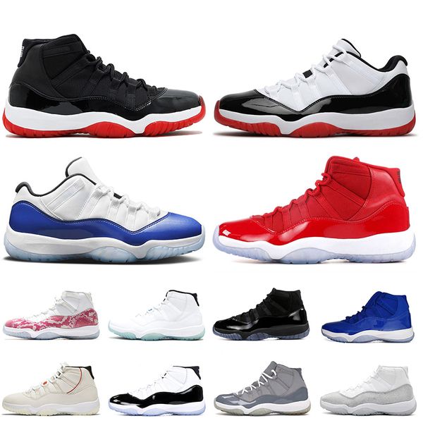 

jumpman 11 high low bred 11 concord blue high win like 96 women mens basketball shoes 11s cap and gown vast grey trainers, White;red