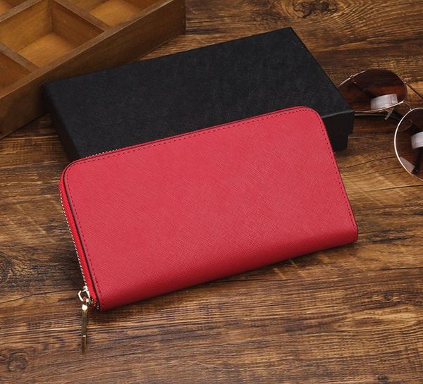 

most fashionable zipper wallet cards and coins famous mens womens wallets leather purse card holder coin purse women wallet more colors, Red;black