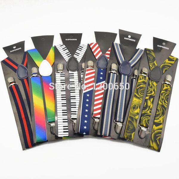 

rainbow color women braces elastic polka print white black slim suspender 1inch wide y- back suspenders wholesale & retail, Black;white