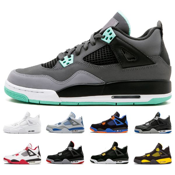 

4 mens green glow basketball shoes white cement thunder bred black cat cavs raptors alternate 89 sneakers sports shoes size us 7-13