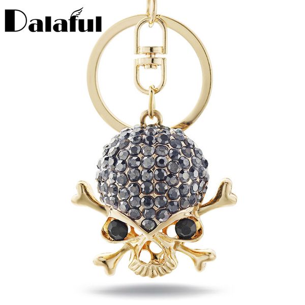

dalaful punk gothic skeleton skull key chains rings crystal bag buckle pendant for car keyrings keychains k299, Silver