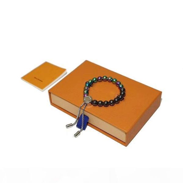

2019 launched in luxury bracelet designer fashionable colourful metal bead logo bracelet for men and women, Black