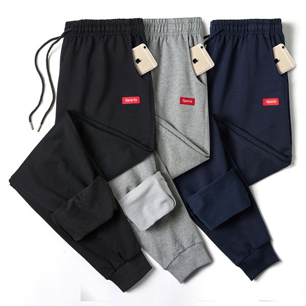 

мужского joggers sweatpants хлопок tracksuit днище мужских повседневные брюки лоскутной sweatpants твердой шаровары мужчины спортзалы одежда, Black