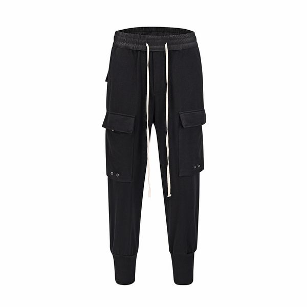 

2020 multi-pocke retro baggy pants retro sports pants breathable fabrics sports style straight-leg men women loose, Black