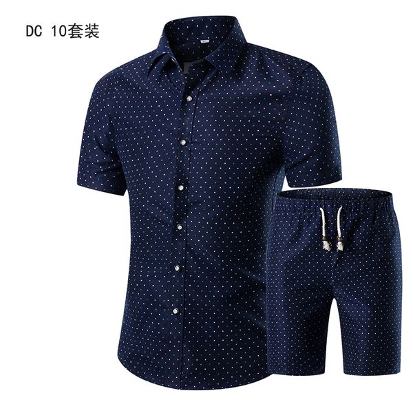 

2020summer short sleeve shirt suit men fashion floral print hawaiian shirts + beach shorts casual beach clothing sets, Gray