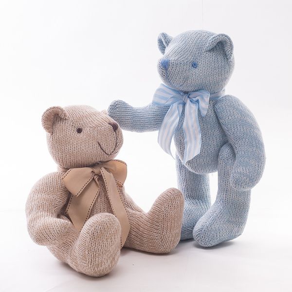 

creative wool doll knitted teddy bear doll movable joint bear plush toy wholesale