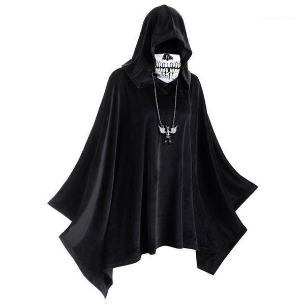 

costume hooded solid color cloak mens womens designer cosplay clothes halloween mask cloak theme, Black;red