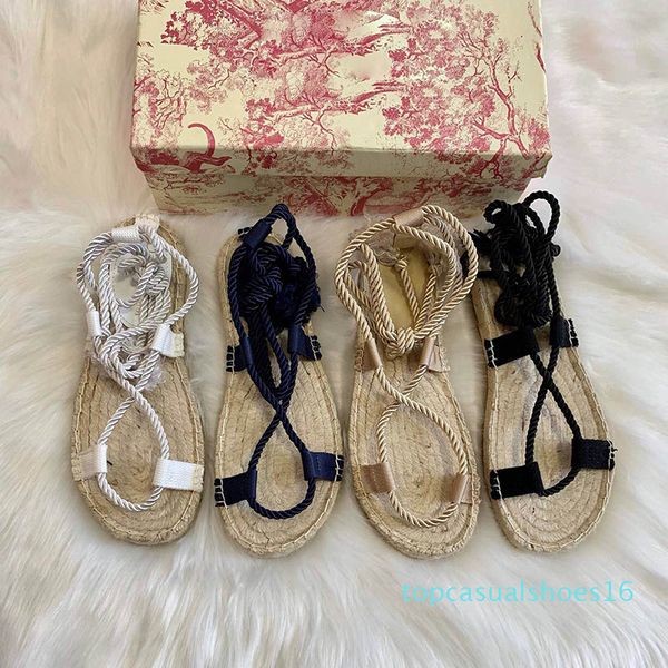 

женские сандалии вышитые и тканые хлопка сандал rope вьетнамки отдых лето плоские ботинки 2020 новые модные сандалии t16, Black