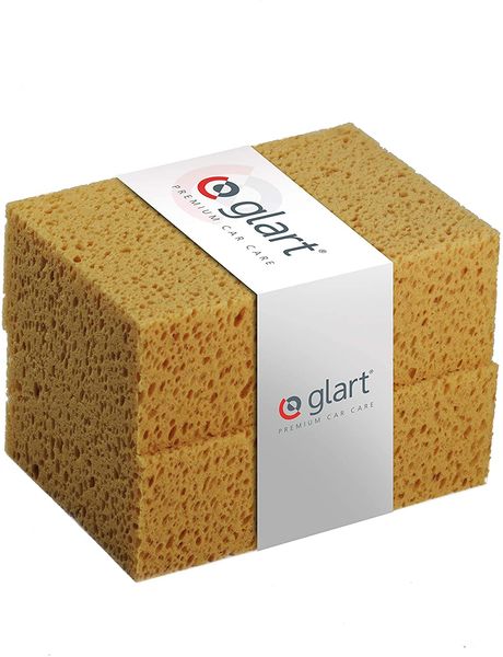 

glart 2-piece set of car washing sponges natural for car washing, wheel rims, paintwork, 18 x 12 x 6 cm