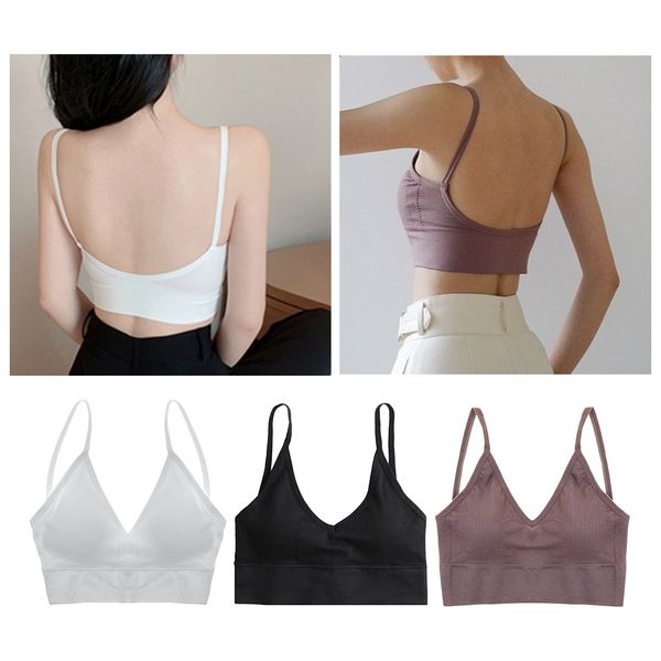 

women v neck padded bralette spaghetti straps 3 colors, Red;black