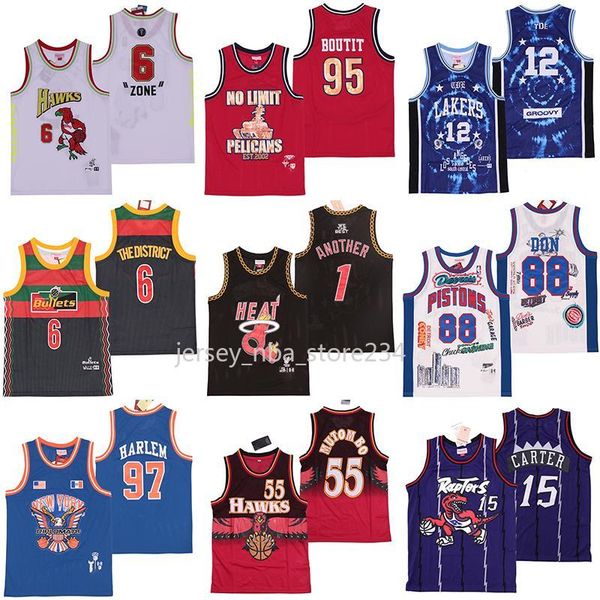 

ncaa 88 don georgetown 12 tde bullets the district no limit 95 boutit 55 mutombo 15 carter another 1 mcgrady 97 harlem basketball jerseys, Black;red