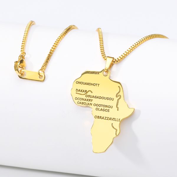 

pendant necklaces icftzwe africa map necklace for women men gold color ethiopian jewelry wholesale african maps hiphop item, Silver