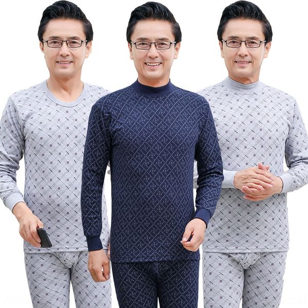 

oxgzj pants middle-aged and elderly thin men's warm autumn clothes and autumn clothes cotton underwear set base old men's sweater, Black;white