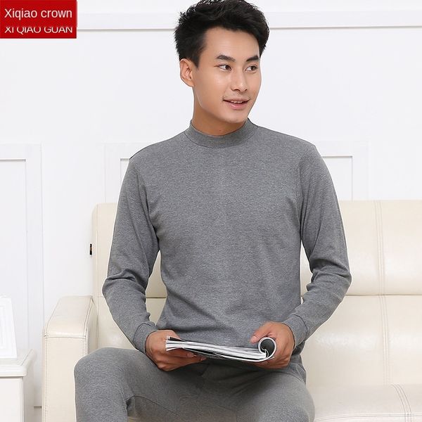 

4fzes men's cotton mid-collar autumn clothes autumn pants thin sweater pants anti-pilling cotton sweater women's middle-aged and e, Black;white
