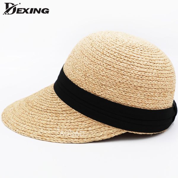 

2020 new summer fashion visor sun hat for women beautiful natural raffia straw hat beach hats beautiful, Blue;gray