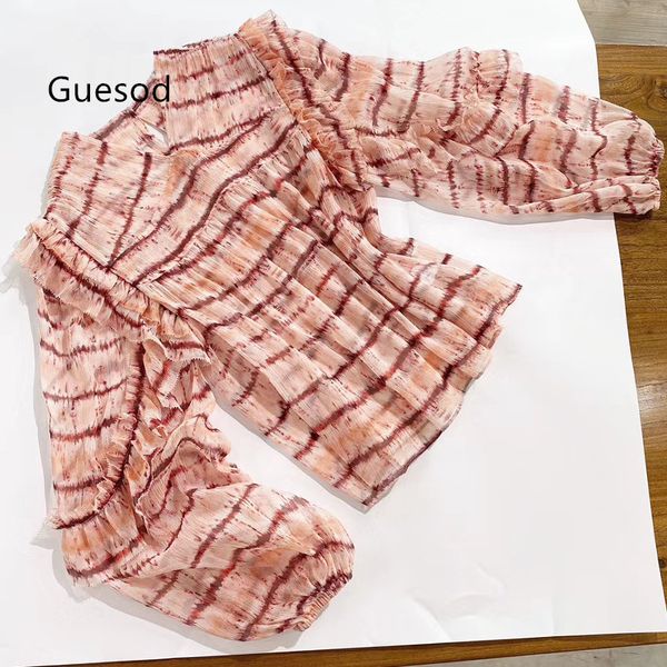 

guesod women silk fairy silk v-neck striped print fashion shirt women's blouse new arrival, White