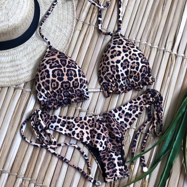 

leopard printed bikinis 2020 biquini maillot de bain femme female bathing suit women swimsuit push up bikinis swimwear bikini set, White;black