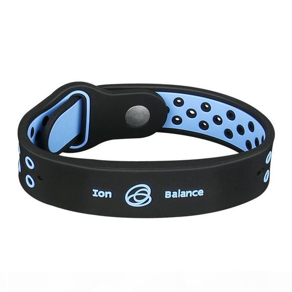 

noproblem antifatigue power fitness sports silicone ions balance tourmaline germanium charms bracelet wristband bangles s915, Black